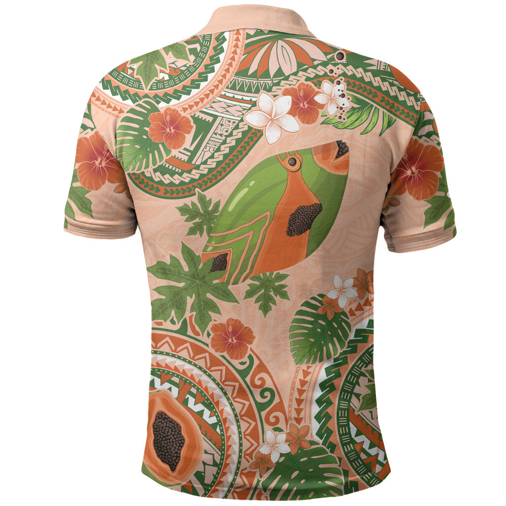 Hawaii Papaya Polo Shirt Cute Cosplay Humuhumu Fish Plumeria Waves