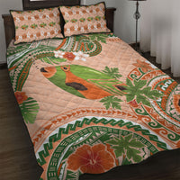 Hawaii Papaya Quilt Bed Set Cute Cosplay Humuhumu Fish Plumeria Waves