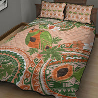 Hawaii Papaya Quilt Bed Set Cute Cosplay Humuhumu Fish Plumeria Waves