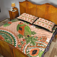 Hawaii Papaya Quilt Bed Set Cute Cosplay Humuhumu Fish Plumeria Waves