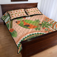 Hawaii Papaya Quilt Bed Set Cute Cosplay Humuhumu Fish Plumeria Waves