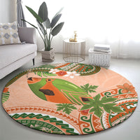Hawaii Papaya Round Carpet Cute Cosplay Humuhumu Fish Plumeria Waves