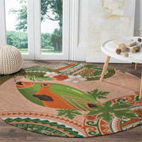 Hawaii Papaya Round Carpet Cute Cosplay Humuhumu Fish Plumeria Waves