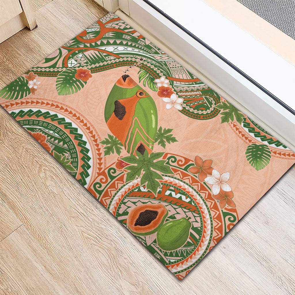 Hawaii Papaya Rubber Doormat Cute Cosplay Humuhumu Fish Plumeria Waves