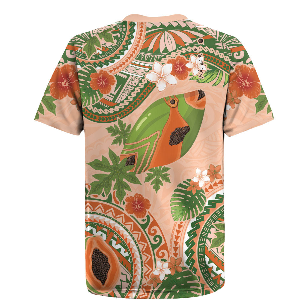 Hawaii Papaya Rugby Jersey Cute Cosplay Humuhumu Fish Plumeria Waves