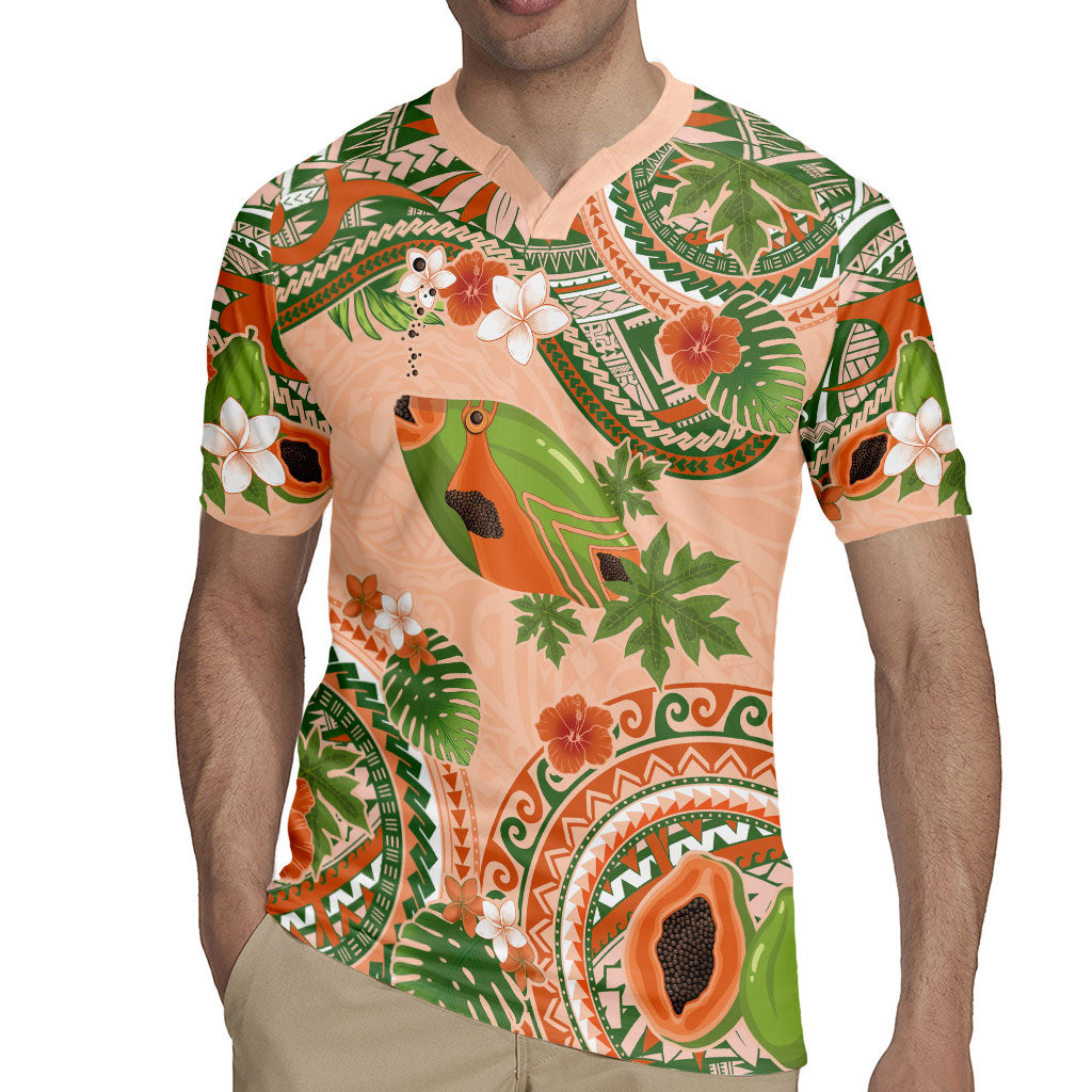 Hawaii Papaya Rugby Jersey Cute Cosplay Humuhumu Fish Plumeria Waves