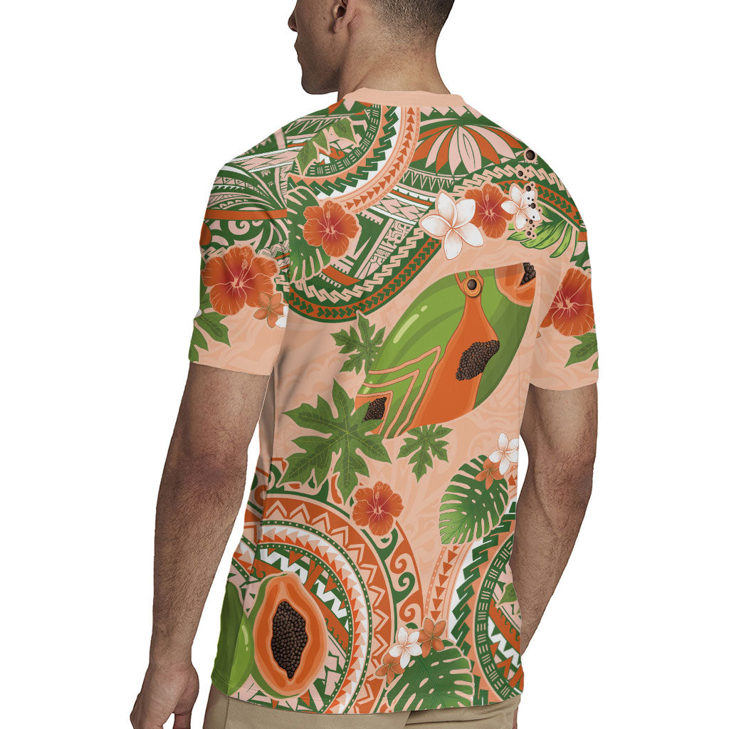 Hawaii Papaya Rugby Jersey Cute Cosplay Humuhumu Fish Plumeria Waves