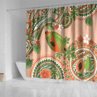 Hawaii Papaya Shower Curtain Cute Cosplay Humuhumu Fish Plumeria Waves