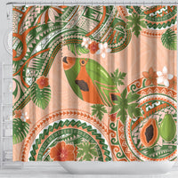 Hawaii Papaya Shower Curtain Cute Cosplay Humuhumu Fish Plumeria Waves