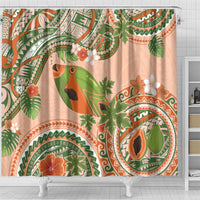 Hawaii Papaya Shower Curtain Cute Cosplay Humuhumu Fish Plumeria Waves