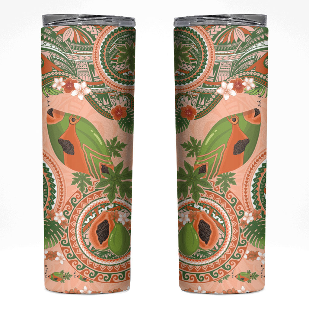 Hawaii Papaya Skinny Tumbler Cute Cosplay Humuhumu Fish Plumeria Waves DT05 Orange - Polynesian Pride