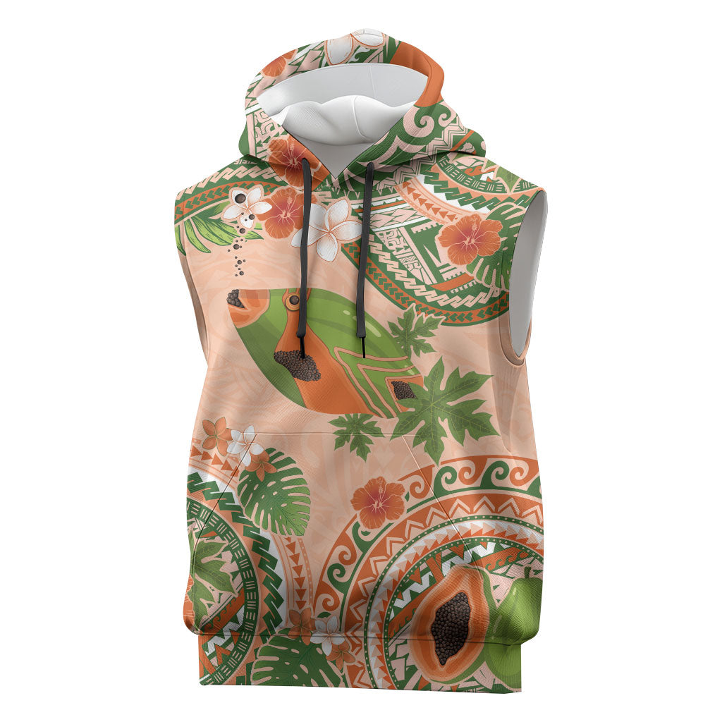 Hawaii Papaya Sleeveless Hoodie Cute Cosplay Humuhumu Fish Plumeria Waves