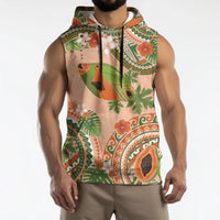 Hawaii Papaya Sleeveless Hoodie Cute Cosplay Humuhumu Fish Plumeria Waves