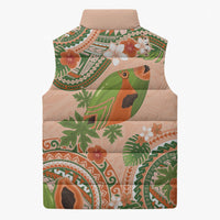 Hawaii Papaya Sleeveless Puffer Jacket Cute Cosplay Humuhumu Fish Plumeria Waves