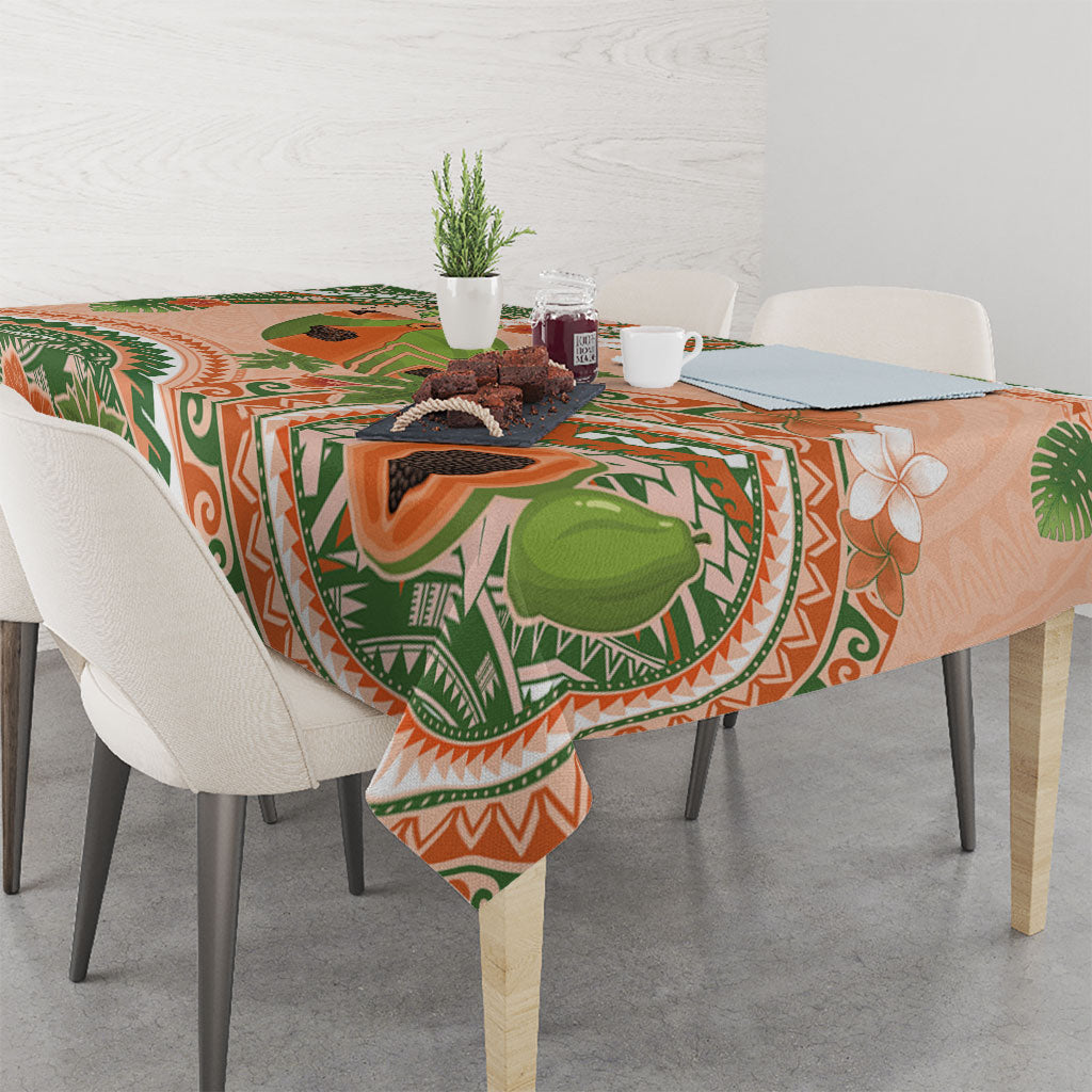Hawaii Papaya Tablecloth Cute Cosplay Humuhumu Fish Plumeria Waves