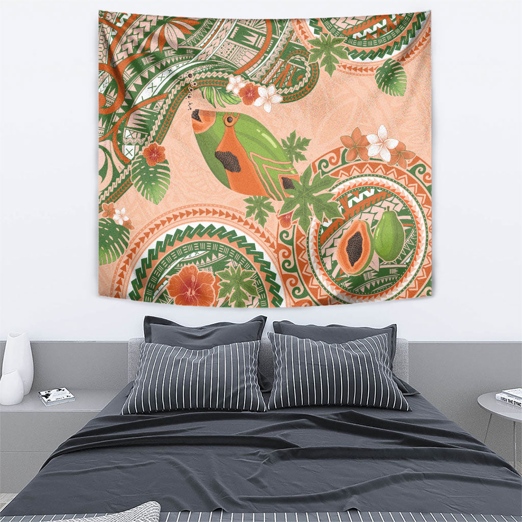 Hawaii Papaya Tapestry Cute Cosplay Humuhumu Fish Plumeria Waves