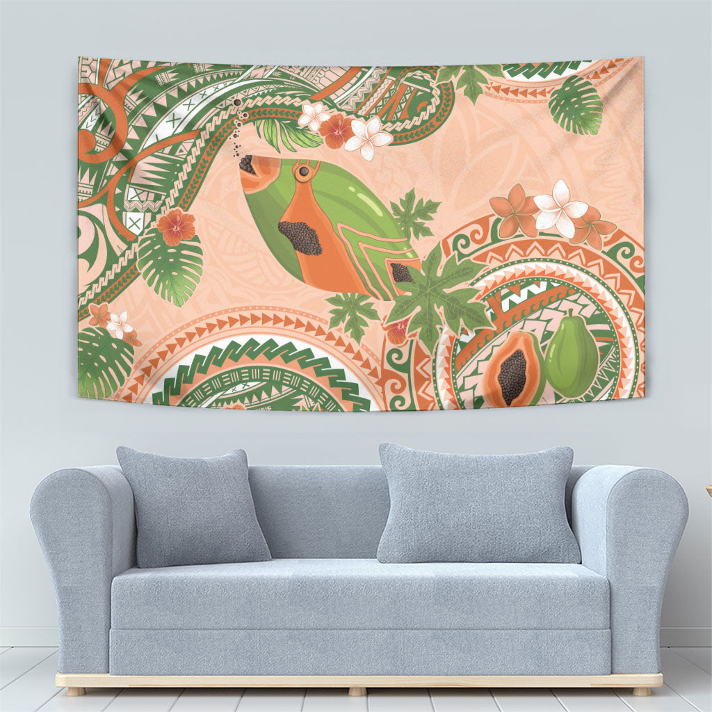 Hawaii Papaya Tapestry Cute Cosplay Humuhumu Fish Plumeria Waves