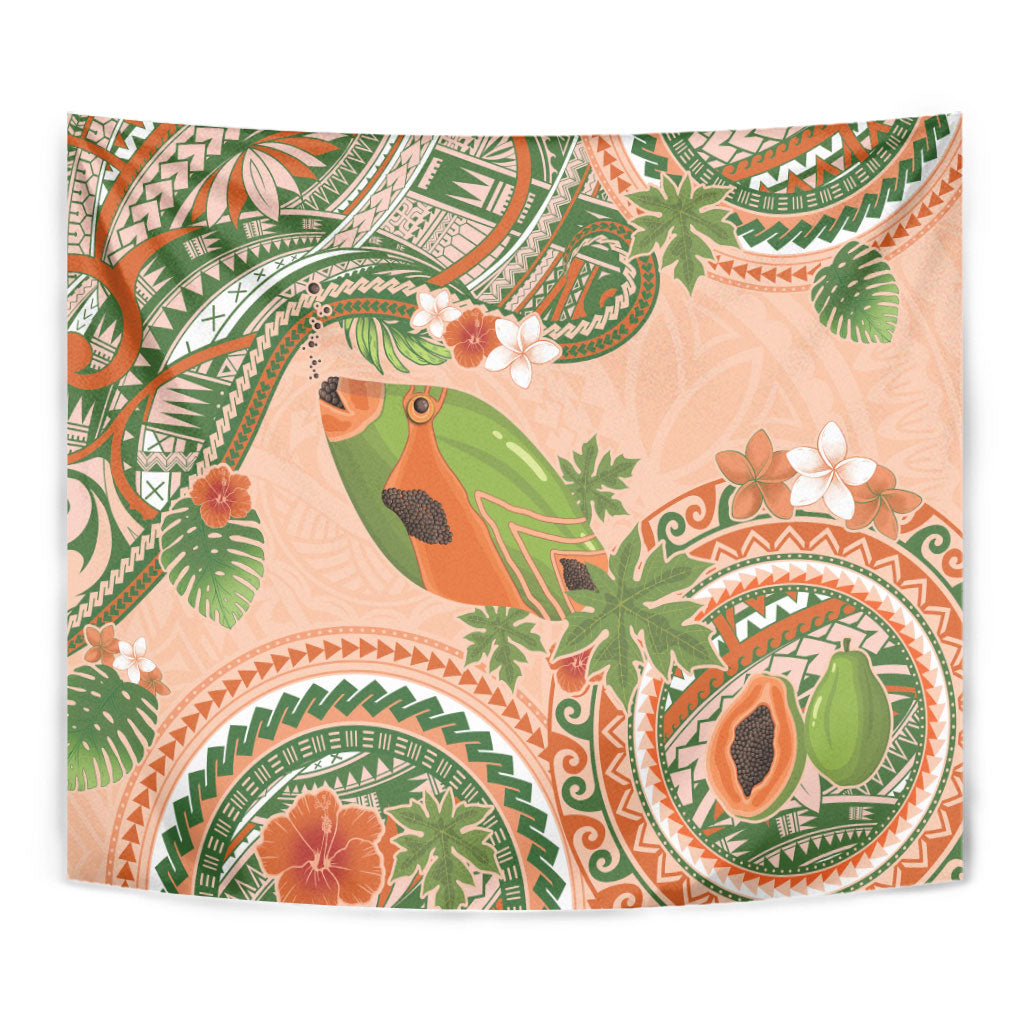Hawaii Papaya Tapestry Cute Cosplay Humuhumu Fish Plumeria Waves