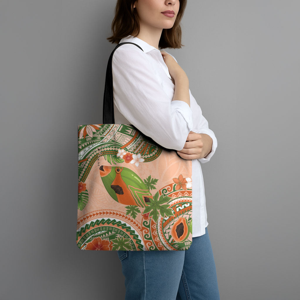 Hawaii Papaya Tote Bag Cute Cosplay Humuhumu Fish Plumeria Waves