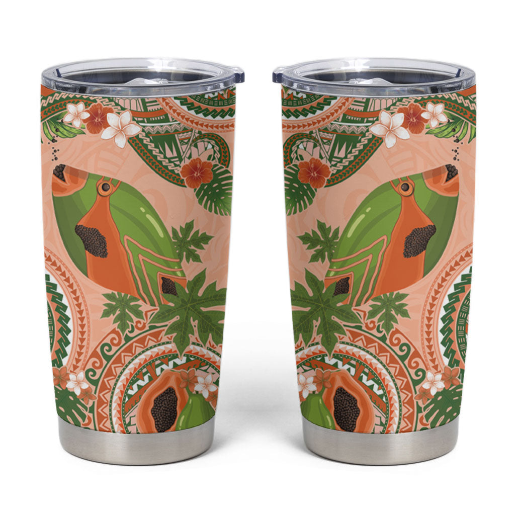 Hawaii Papaya Tumbler Cup Cute Cosplay Humuhumu Fish Plumeria Waves DT05 Orange - Polynesian Pride