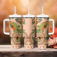 Hawaii Papaya Tumbler With Handle Cute Cosplay Humuhumu Fish Plumeria Waves