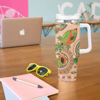 Hawaii Papaya Tumbler With Handle Cute Cosplay Humuhumu Fish Plumeria Waves