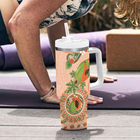 Hawaii Papaya Tumbler With Handle Cute Cosplay Humuhumu Fish Plumeria Waves