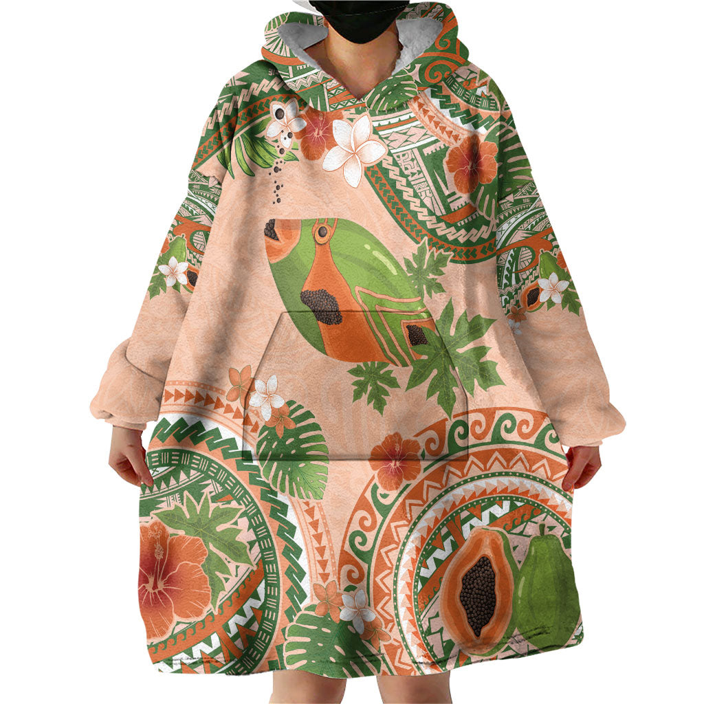 Hawaii Papaya Wearable Blanket Hoodie Cute Cosplay Humuhumu Fish Plumeria Waves