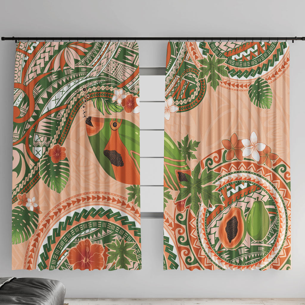 Hawaii Papaya Window Curtain Cute Cosplay Humuhumu Fish Plumeria Waves