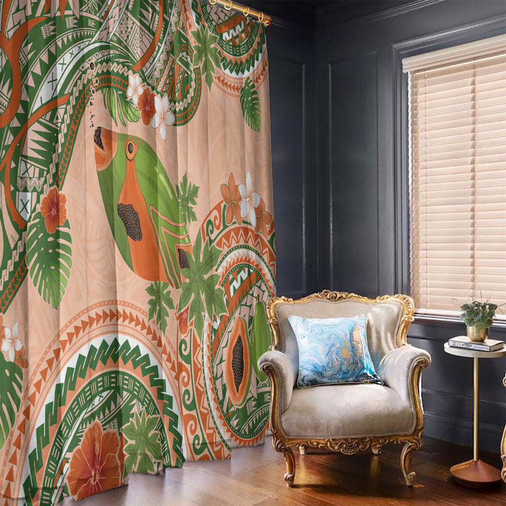 Hawaii Papaya Window Curtain Cute Cosplay Humuhumu Fish Plumeria Waves