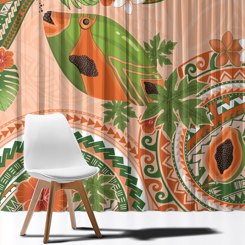 Hawaii Papaya Window Curtain Cute Cosplay Humuhumu Fish Plumeria Waves