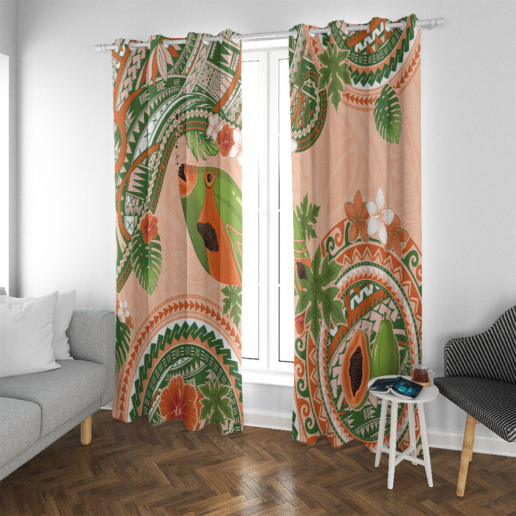 Hawaii Papaya Window Curtain Cute Cosplay Humuhumu Fish Plumeria Waves