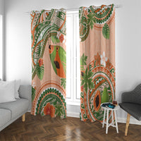 Hawaii Papaya Window Curtain Cute Cosplay Humuhumu Fish Plumeria Waves