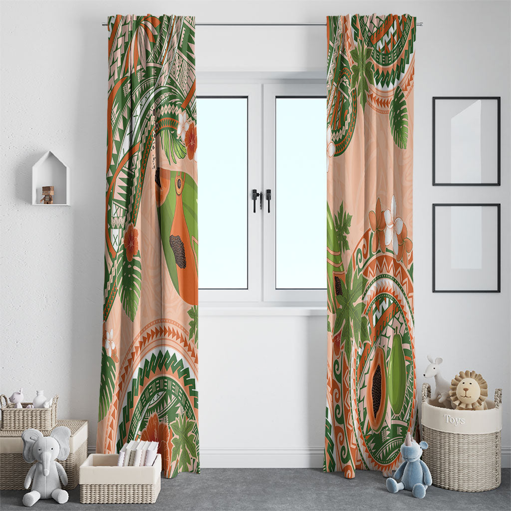 Hawaii Papaya Window Curtain Cute Cosplay Humuhumu Fish Plumeria Waves