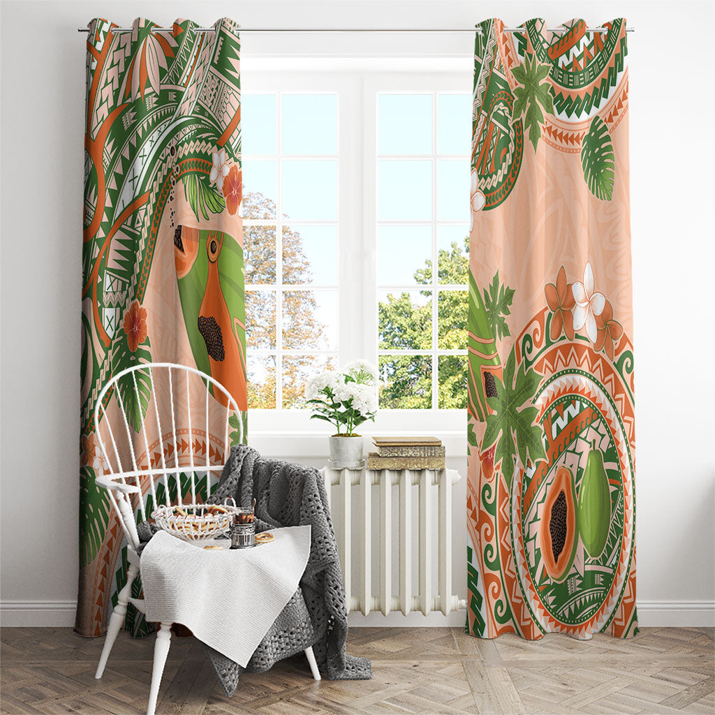Hawaii Papaya Window Curtain Cute Cosplay Humuhumu Fish Plumeria Waves