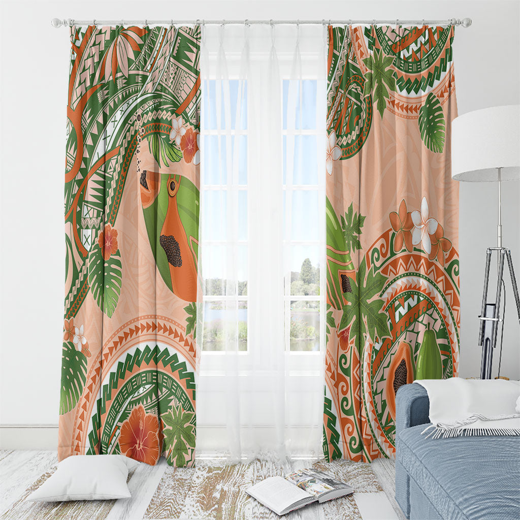 Hawaii Papaya Window Curtain Cute Cosplay Humuhumu Fish Plumeria Waves