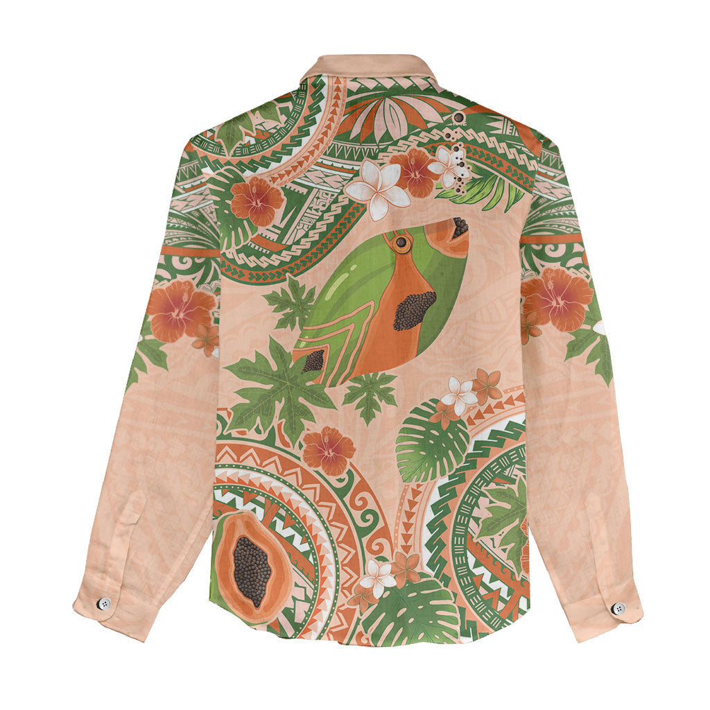 Hawaii Papaya Women Casual Shirt Cute Cosplay Humuhumu Fish Plumeria Waves