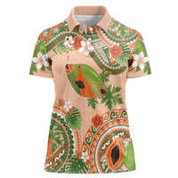 Hawaii Papaya Women Polo Shirt Cute Cosplay Humuhumu Fish Plumeria Waves