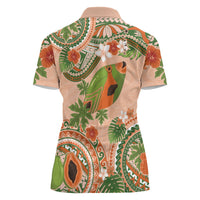 Hawaii Papaya Women Polo Shirt Cute Cosplay Humuhumu Fish Plumeria Waves