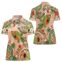 Hawaii Papaya Women Polo Shirt Cute Cosplay Humuhumu Fish Plumeria Waves