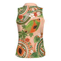 Hawaii Papaya Women Sleeveless Polo Shirt Cute Cosplay Humuhumu Fish Plumeria Waves