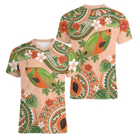 Hawaii Papaya Women V-Neck T-Shirt Cute Cosplay Humuhumu Fish Plumeria Waves