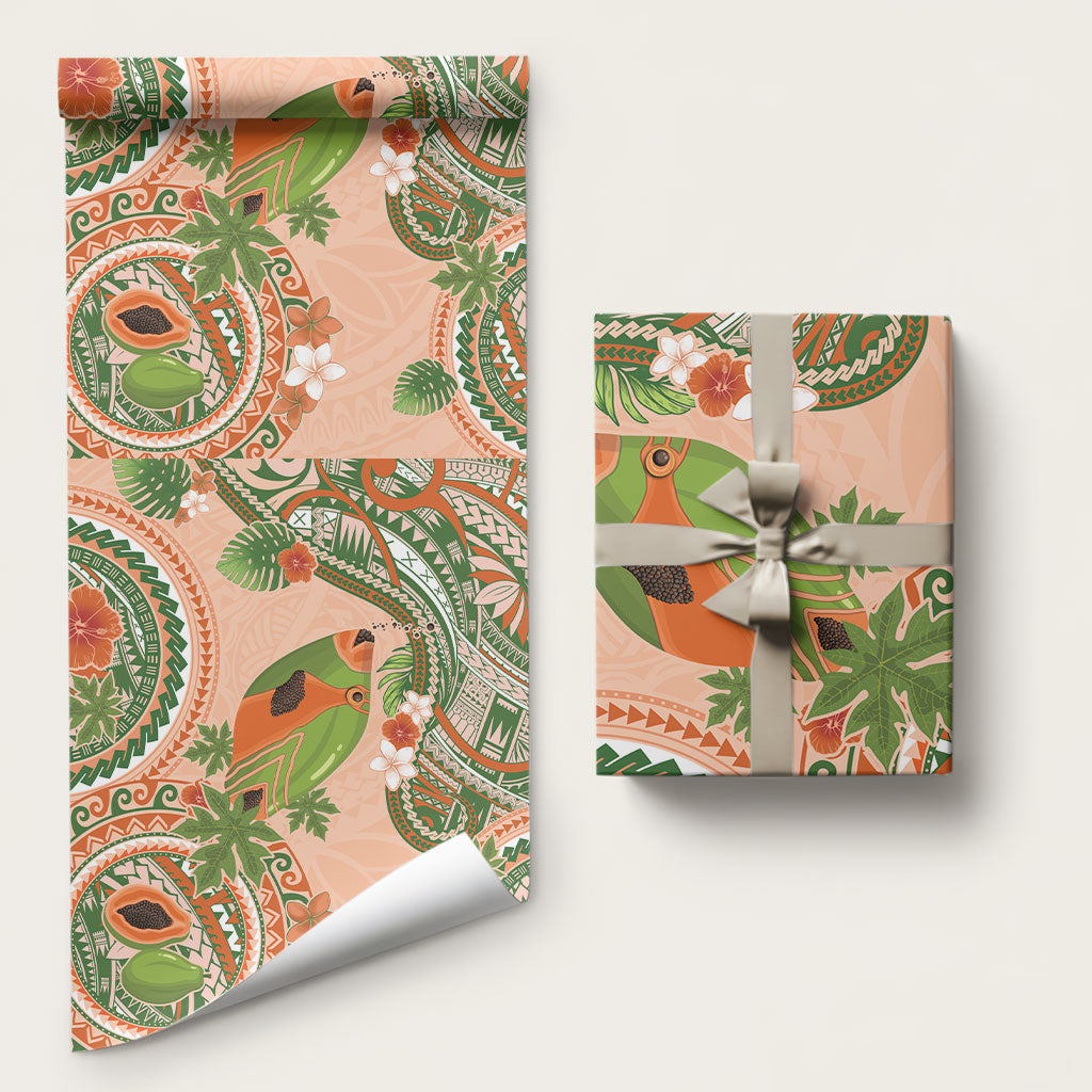Hawaii Papaya Wrapping Paper Cute Cosplay Humuhumu Fish Plumeria Waves