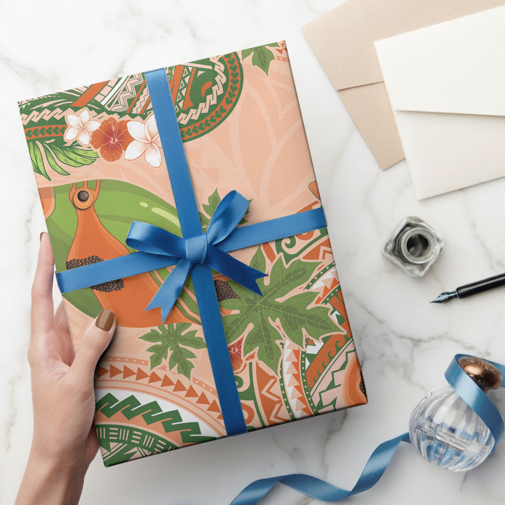 Hawaii Papaya Wrapping Paper Cute Cosplay Humuhumu Fish Plumeria Waves