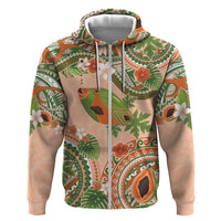 Hawaii Papaya Zip Hoodie Cute Cosplay Humuhumu Fish Plumeria Waves