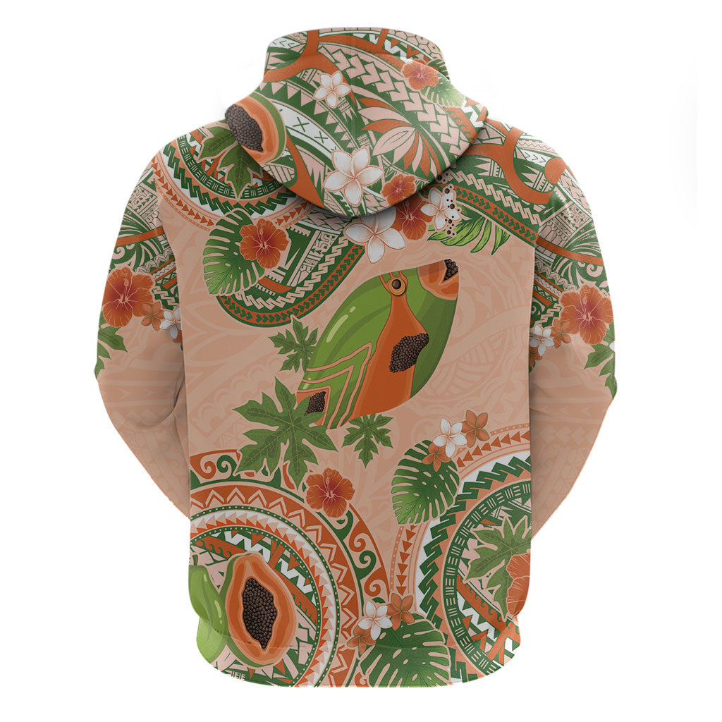 Hawaii Papaya Zip Hoodie Cute Cosplay Humuhumu Fish Plumeria Waves
