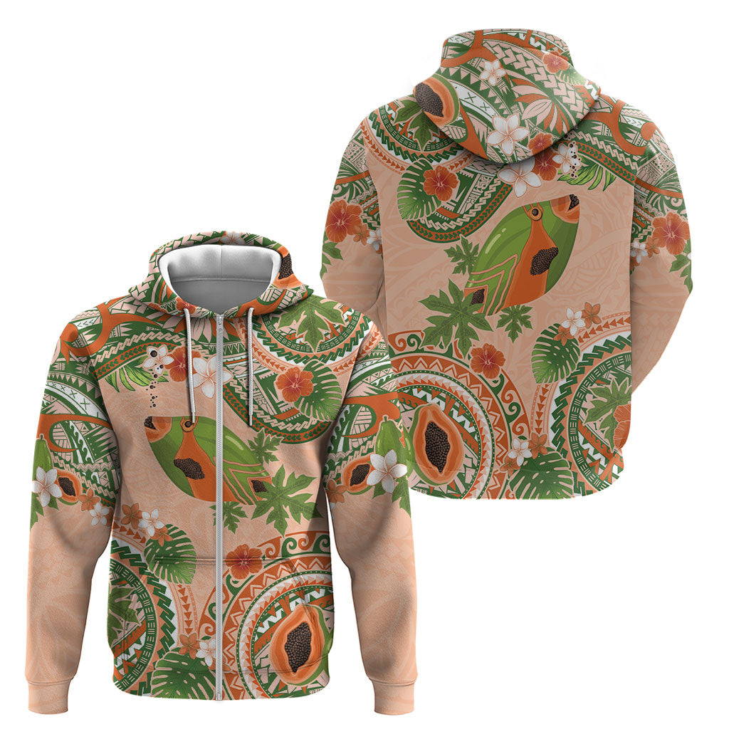 Hawaii Papaya Zip Hoodie Cute Cosplay Humuhumu Fish Plumeria Waves