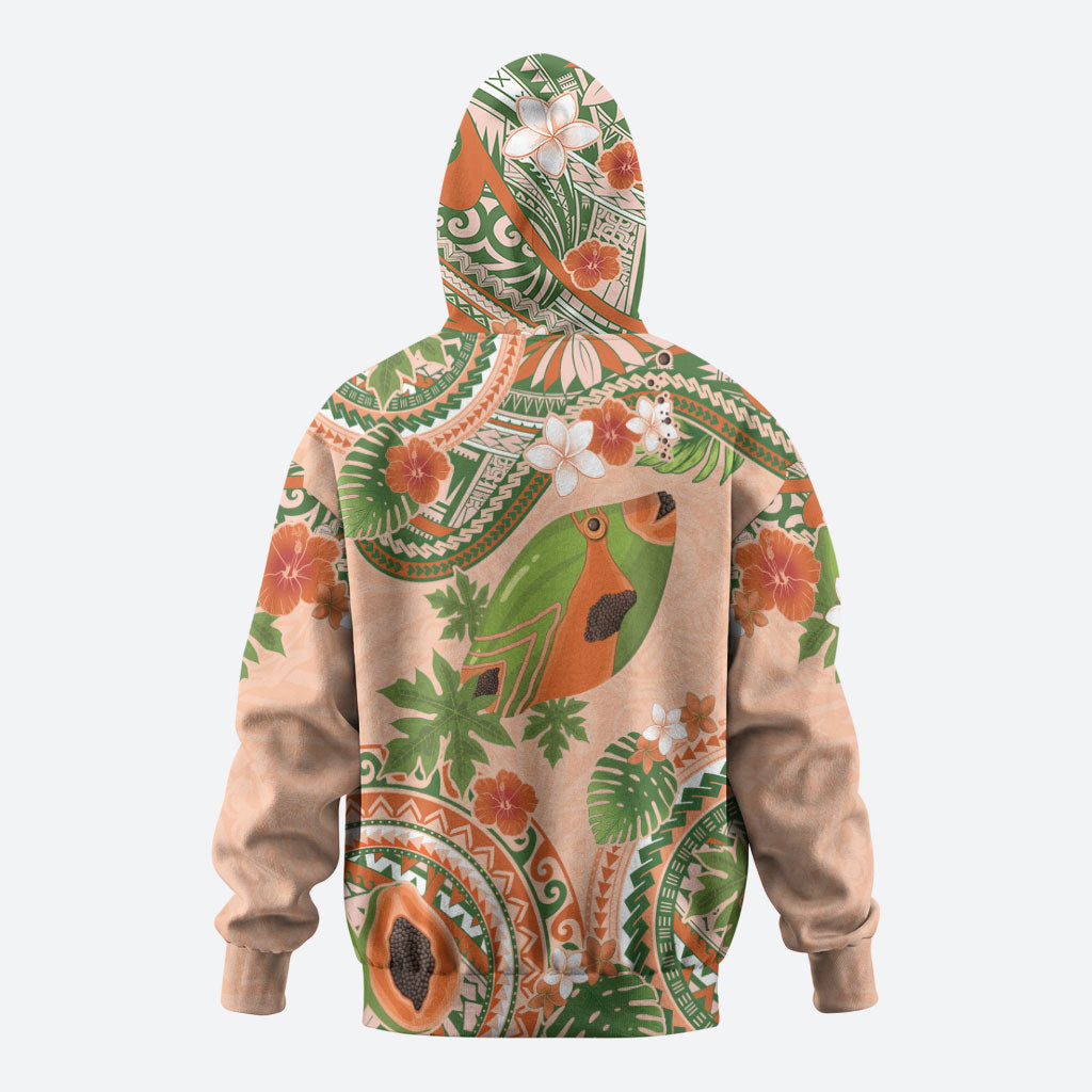 Hawaii Papaya Zip Hoodie Cute Cosplay Humuhumu Fish Plumeria Waves