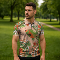 Hawaii Papaya Zipper Polo Shirt Cute Cosplay Humuhumu Fish Plumeria Waves