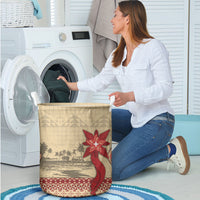 Tonga Language Week Laundry Basket Tribal Cross Ngatu Floral Pattern
